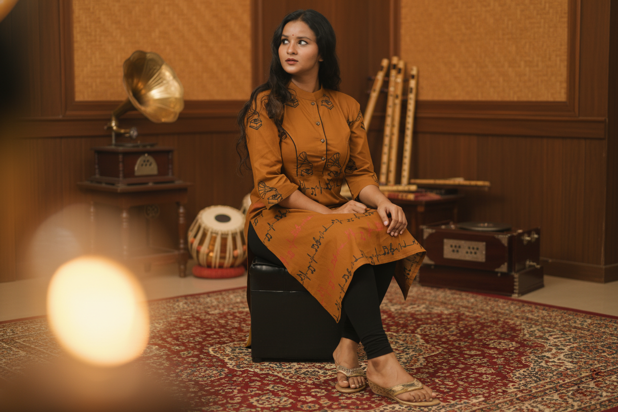 🎼 Where Comfort Meets Melody — A Kurti for the Woman Who Lives in Music
